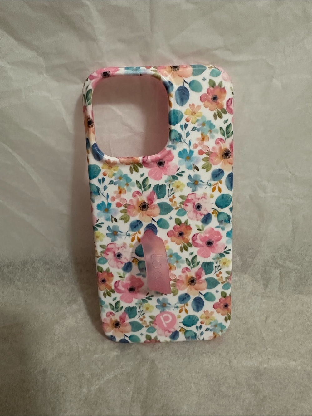 Loopy Case “Pastel Floral” Phone Case in Pink and Blue with Built-In Grip